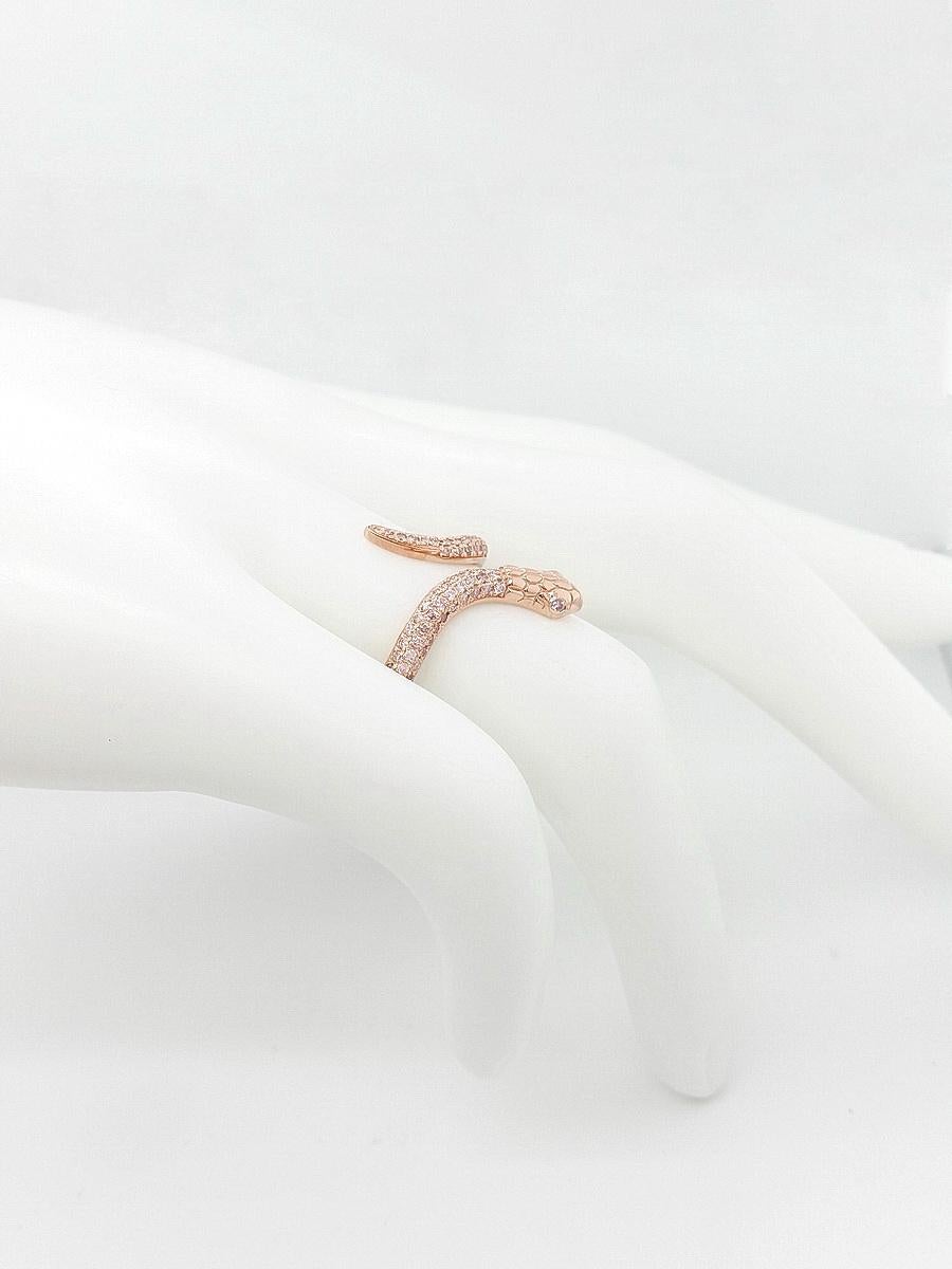 NO RESERVE 0.40CT Natural Pink Diamond Snake Ring 14k Rose Gold For Sale 4