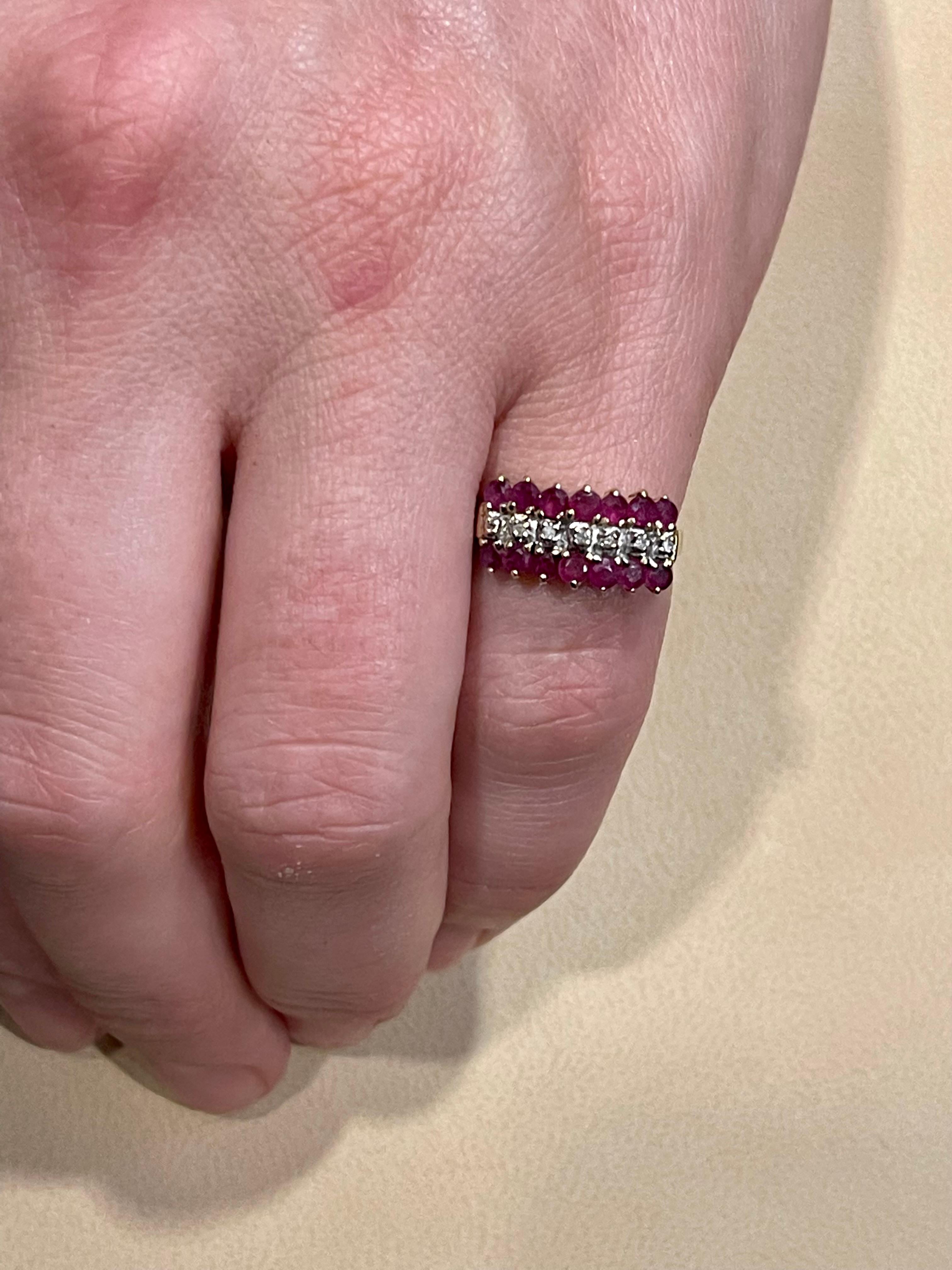 0.40 Carat Natural  Ruby and Diamond 14 Karat Yellow Gold Ring For Sale 9