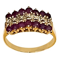 0,40 carat naturel  Bague en or jaune 14 carats avec rubis et diamants