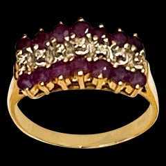 0.40 Carat Natural  Ruby and Diamond 14 Karat Yellow Gold Ring