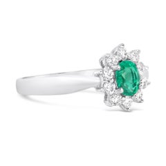 Roman Malakov 0.40 Carat Oval Cut Emerald & Diamond Halo Engagement Ring