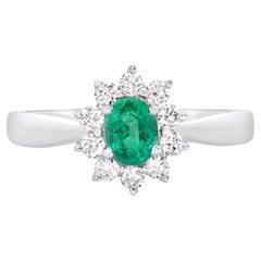 Roman Malakov 0.40 Carat Oval Cut Emerald & Diamond Halo Engagement Ring