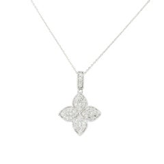 0.40 Carat Pave Diamond Clover Necklace 14 Karat In Stock
