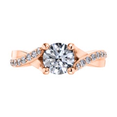 0.40 Carat Round Diamond Twisted Love 18 Karat Rose Gold 4 Prong Engagement Ring