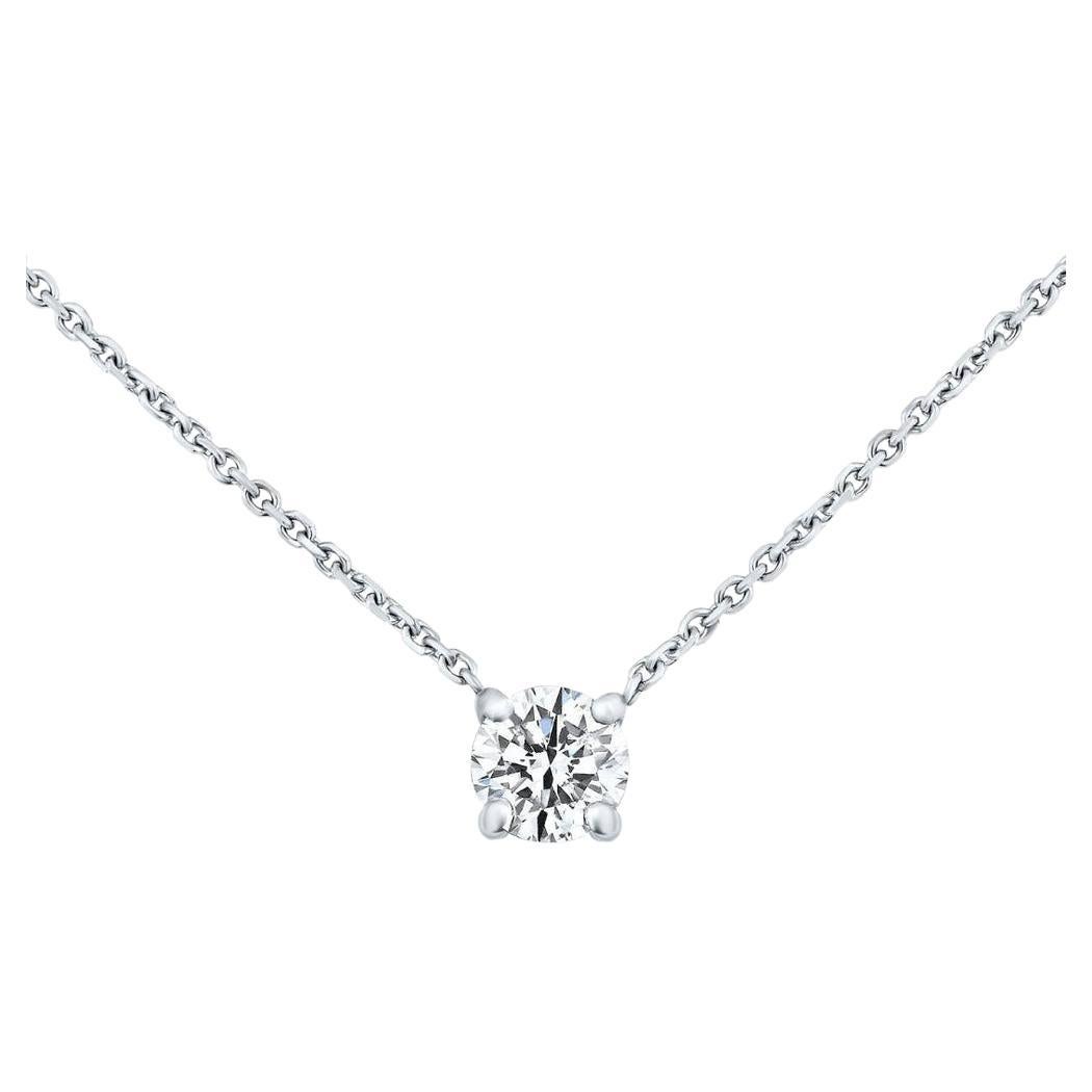 0.40 Carat Round Solitaire Diamond Necklace in 14K White Gold, Shlomit Rogel