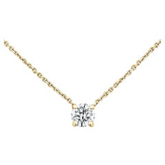 0.40 Carat Round Solitaire Diamond Necklace in 14K Yellow Gold, Shlomit Rogel