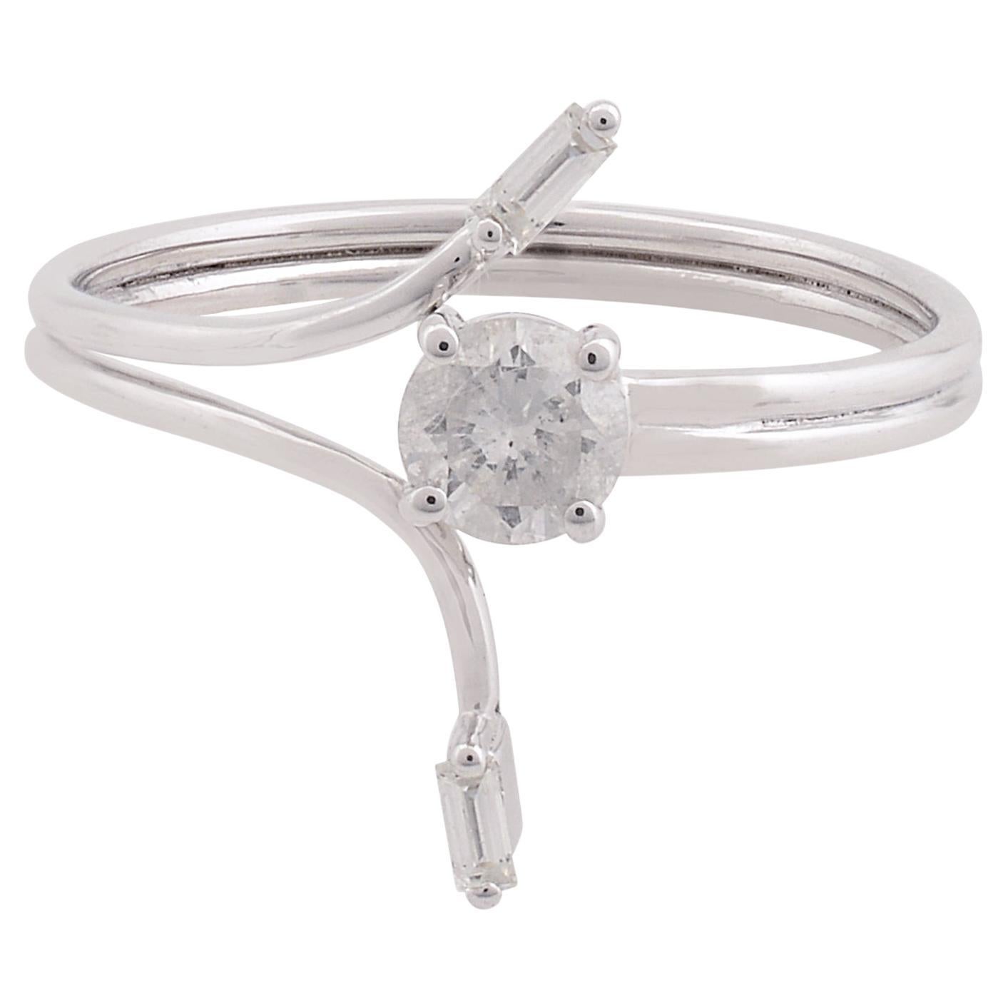 Im Angebot: 0,40 Karat SI Reinheit HI Farbe Baguette Diamant Versprechen Ring 10 Karat Weißgold ()