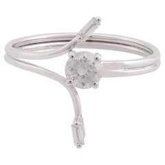 0,40 quilates SI Claridad HI Color Anillo de Promesa de Diamante Baguette Oro Blanco de 10 Quilates