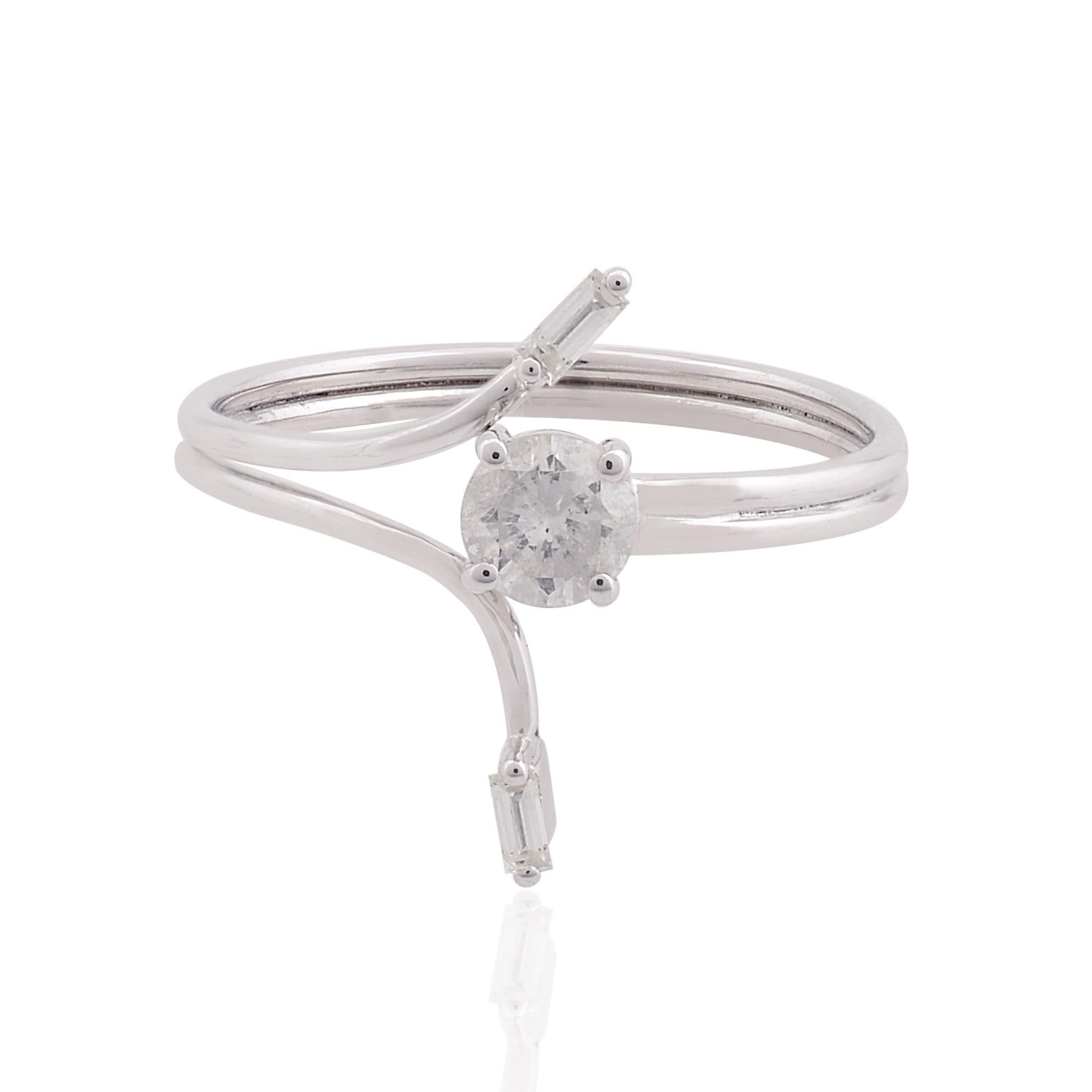 0,40 quilates SI Claridad HI Color Anillo de Promesa de Diamante Baguette Oro Blanco de 10 Quilates