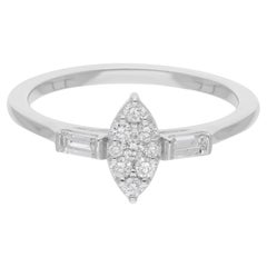 0,40 Karat SI Reinheit HI Farbe Baguette runder Diamantring 18 Karat Weißgold