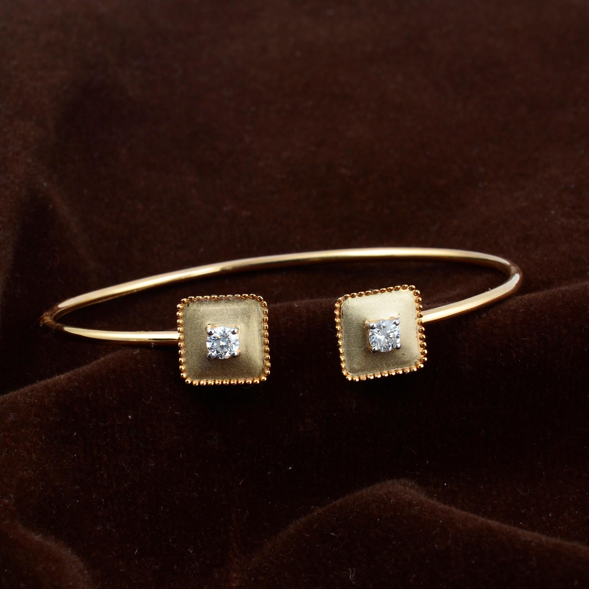 0,40 Karat SI Reinheit HI Farbe Diamant Manschette Armreif Armband 18 Karat Gelbgold (Moderne) im Angebot