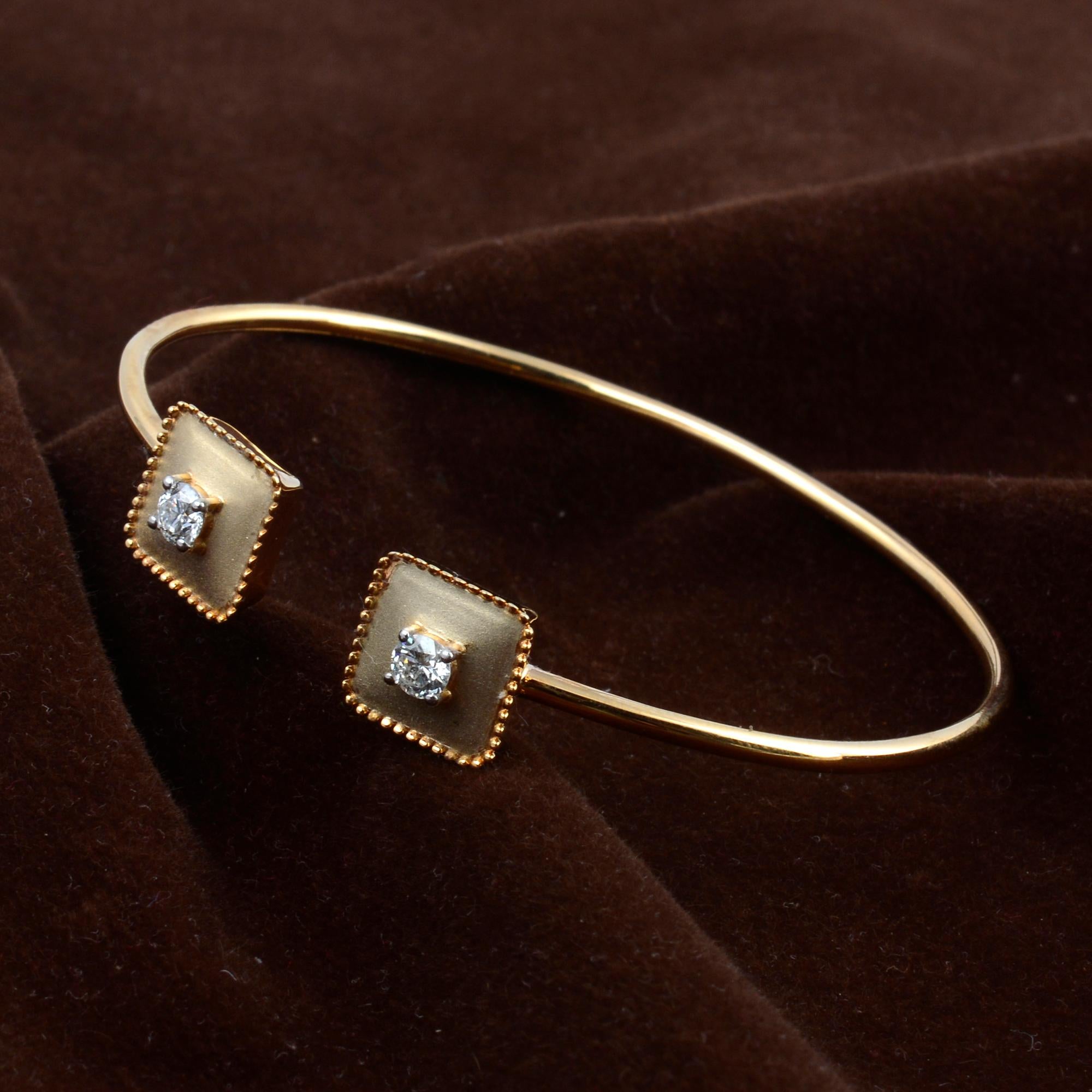 0,40 Karat SI Reinheit HI Farbe Diamant Manschette Armreif Armband 18 Karat Gelbgold (Rundschliff) im Angebot