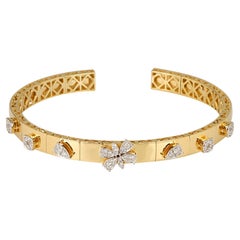 Bracelet manchette en or jaune 18 carats avec diamants de 0,40 carat de pureté SI