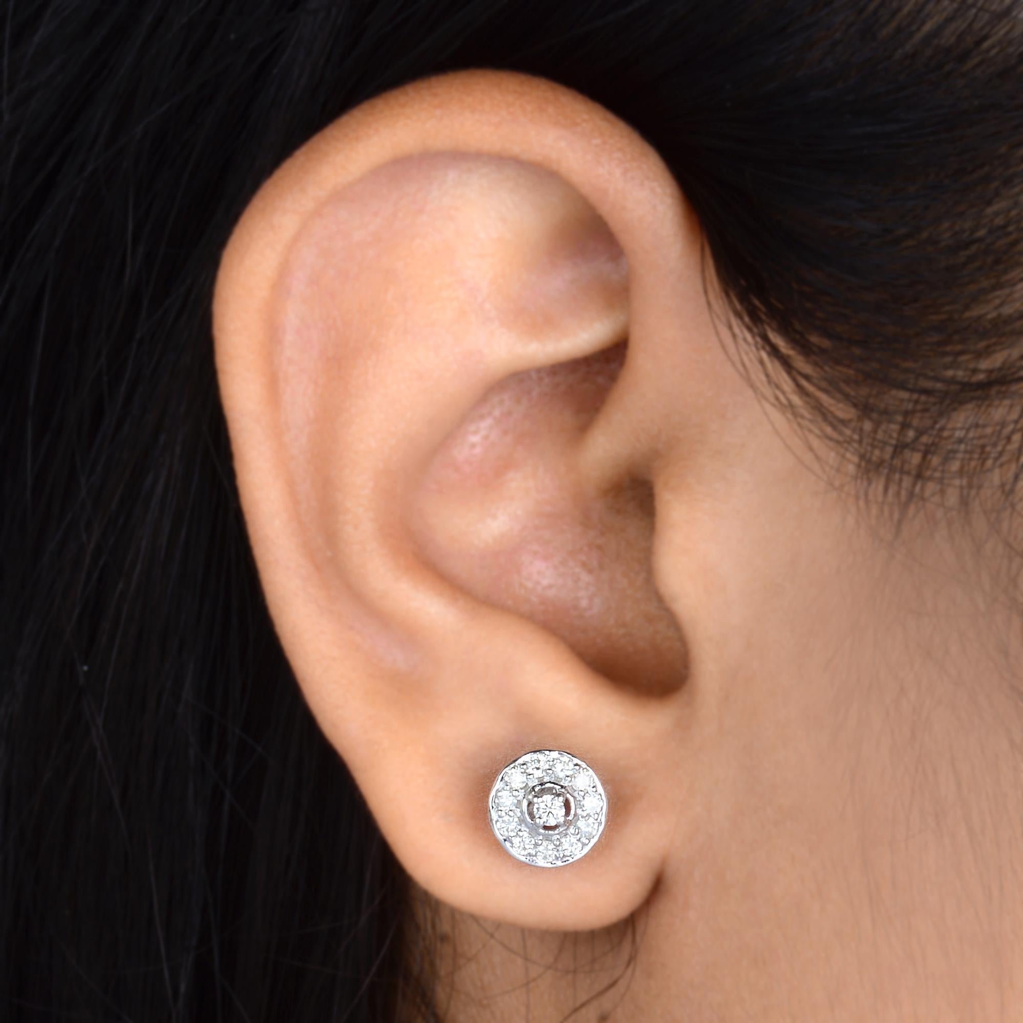 Modern 0.40 Carat SI Clarity HI Color Diamond Stud Earrings 10 Karat White Gold Jewelry For Sale