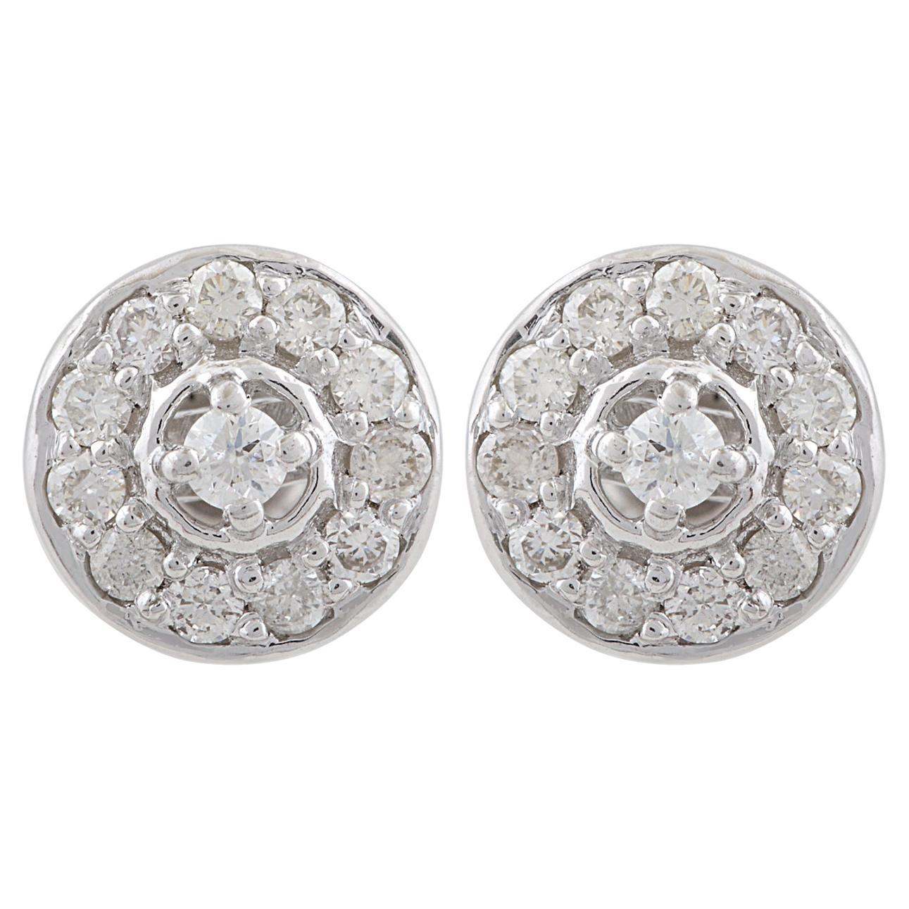 0.40 Carat SI Clarity HI Color Diamond Stud Earrings 10 Karat White Gold Jewelry