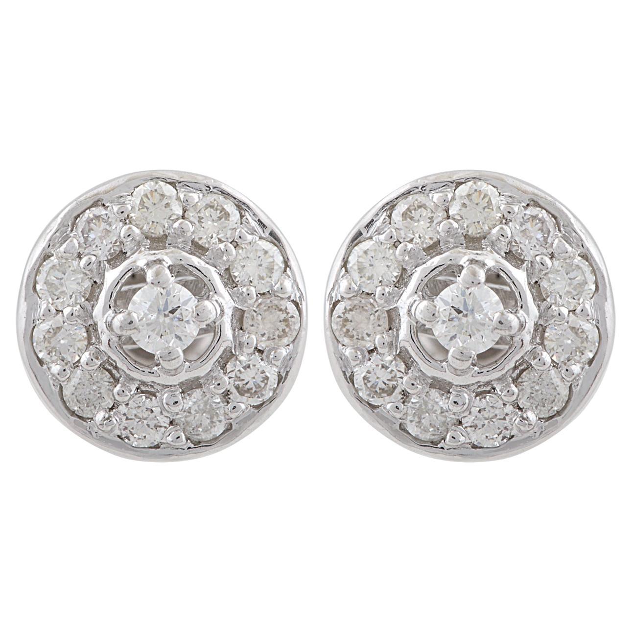 0.40 Carat SI Clarity HI Color Diamond Stud Earrings 10 Karat White Gold Jewelry
