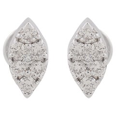 Natural SI Clarity HI Color Diamond Pave Earrings 10k Solid White Gold Jewelry