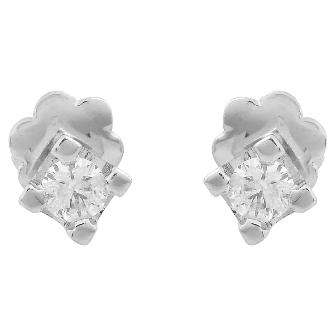 0.40 Carat SI Clarity HI Color Diamond Stud Earrings 18 Karat White Gold Jewelry For Sale