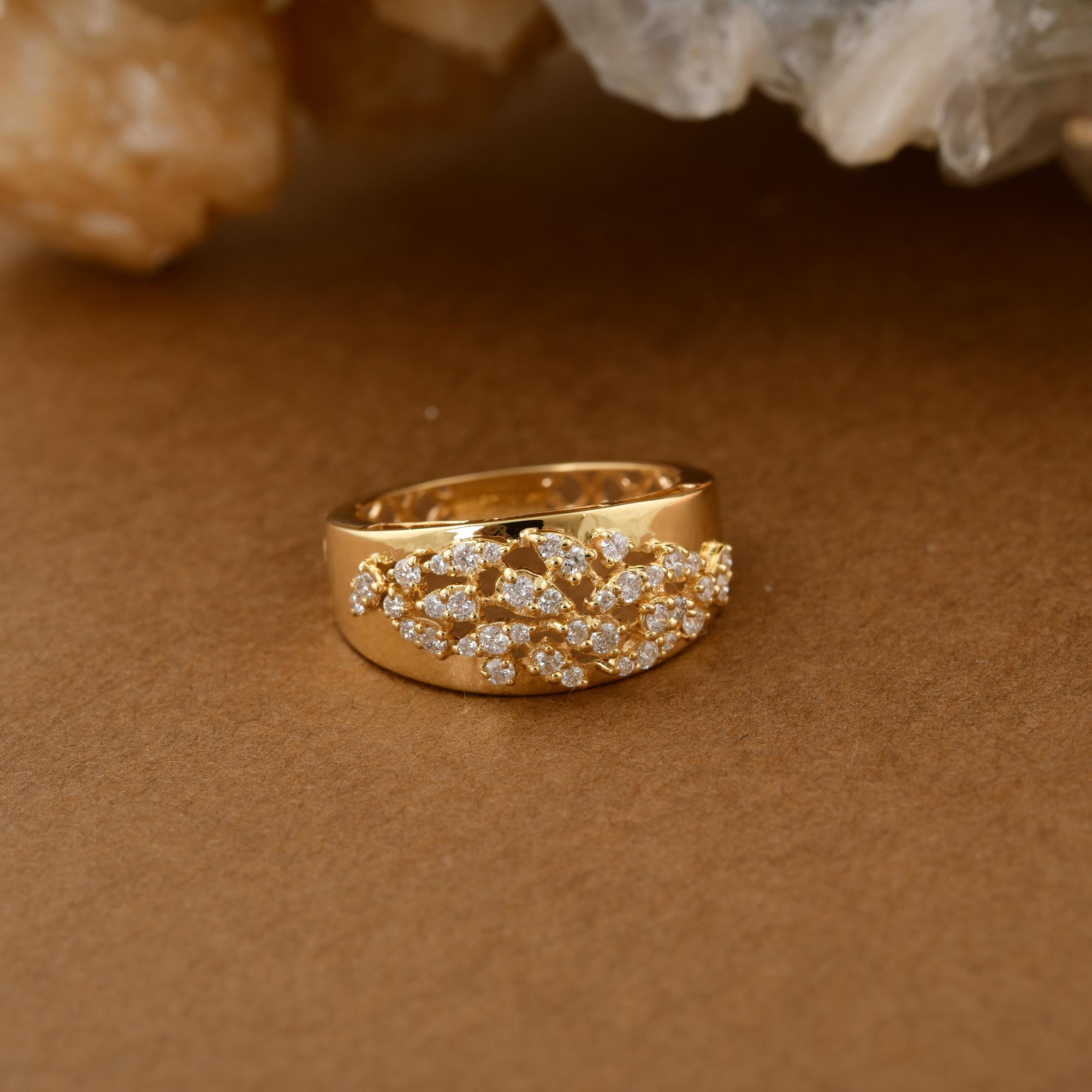 0,40 Carati SI/H Anello a grappolo con diamanti taglio Brilliante in oro giallo 18k Gioielli di pregio in vendita 1