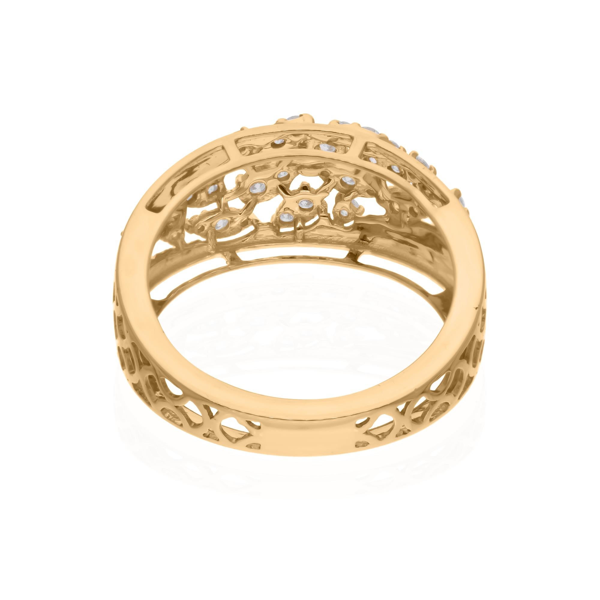 0,40 Carati SI/H Anello a grappolo con diamanti taglio Brilliante in oro giallo 18k Gioielli di pregio in vendita 2