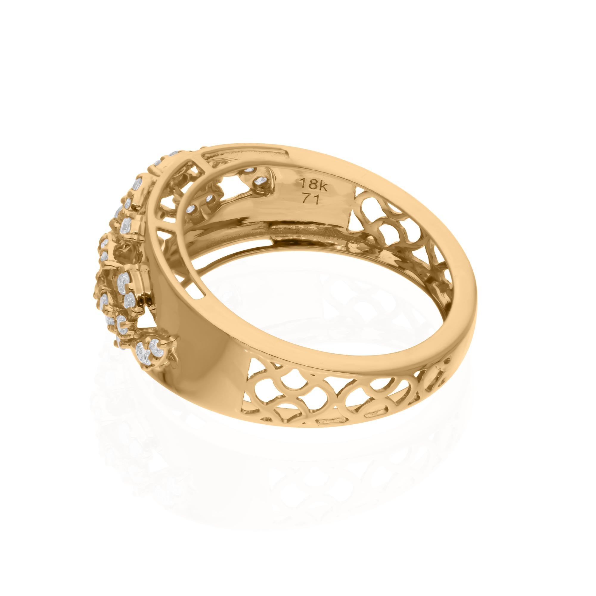 0,40 Carati SI/H Anello a grappolo con diamanti taglio Brilliante in oro giallo 18k Gioielli di pregio in vendita 3