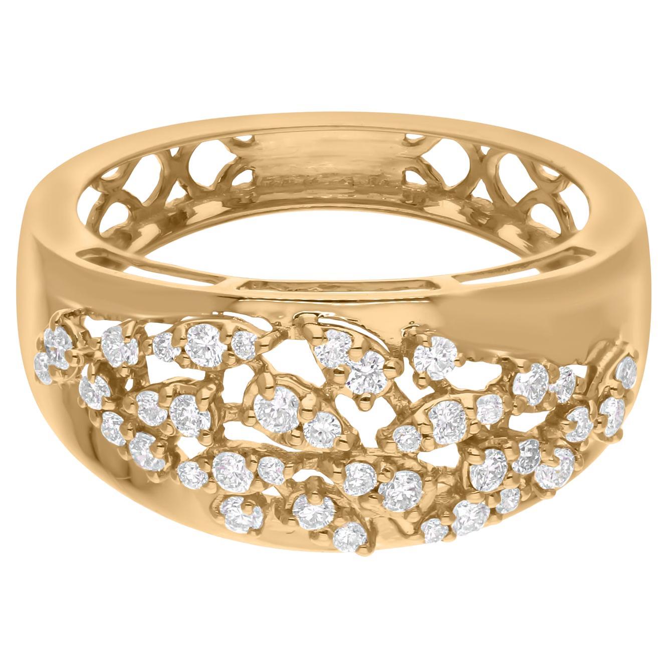 0.40 Carat SI/H Brilliant Cut Diamond Cluster Ring 18k Yellow Gold Fine Jewelry