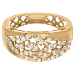 0.40 Carat SI/H Brilliant Cut Diamond Cluster Ring 18k Yellow Gold Fine Jewelry