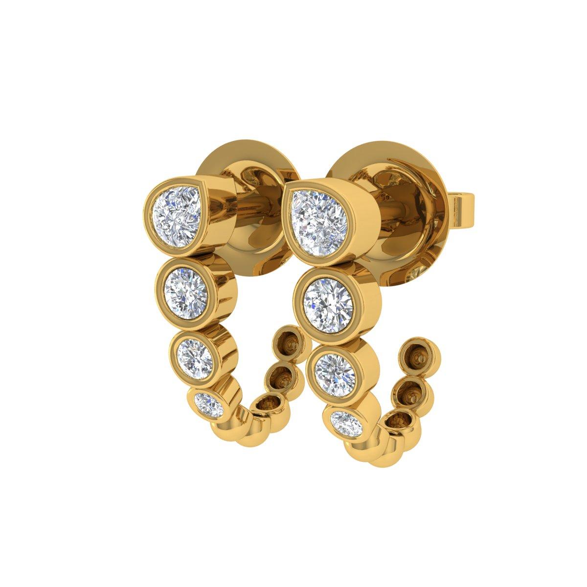 Modern 0.40 Carat SI/H Pear Round Brilliant Cut Diamond Earrings 14 Karat Yellow Gold For Sale