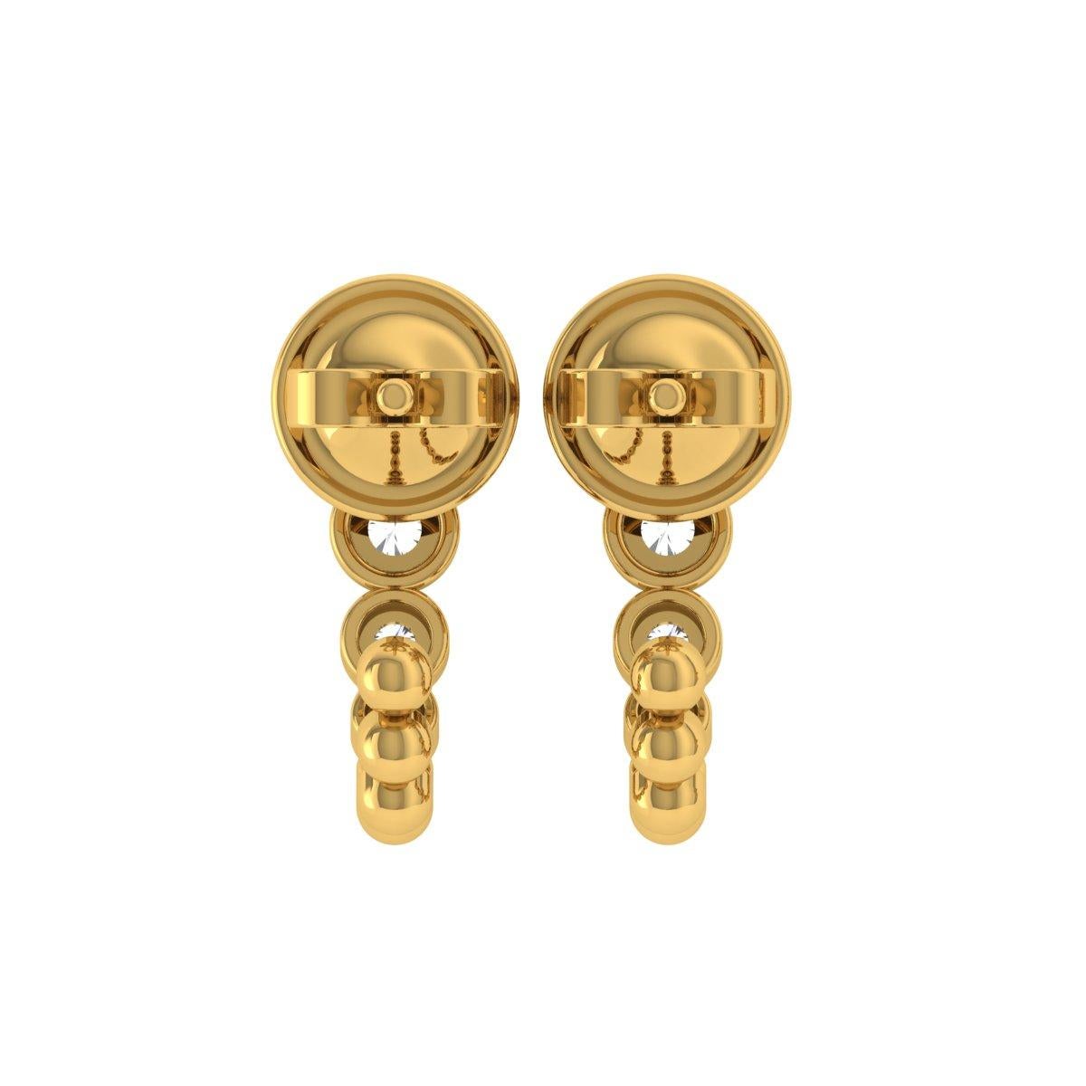 Pear Cut 0.40 Carat SI/H Pear Round Brilliant Cut Diamond Earrings 14 Karat Yellow Gold For Sale