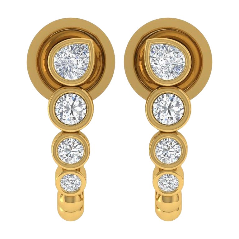 0.40 Carat SI/H Boucles d'oreilles diamant poire rond taille brillant or jaune 14 carats