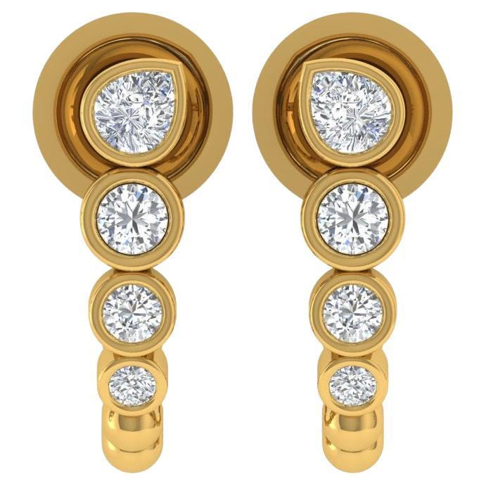 0,40 Karat SI/H Birnenförmige Diamant-Ohrringe im runden Brillantschliff 18 Karat Gelbgold im Angebot