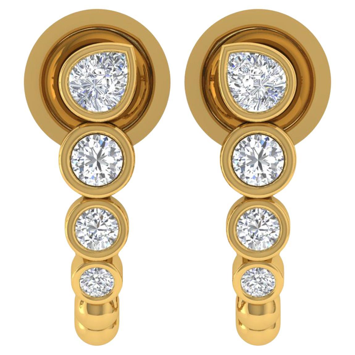 0.40 Carat SI/H Boucles d
oreilles diamant poire rond taille brillant or jaune 18 carats