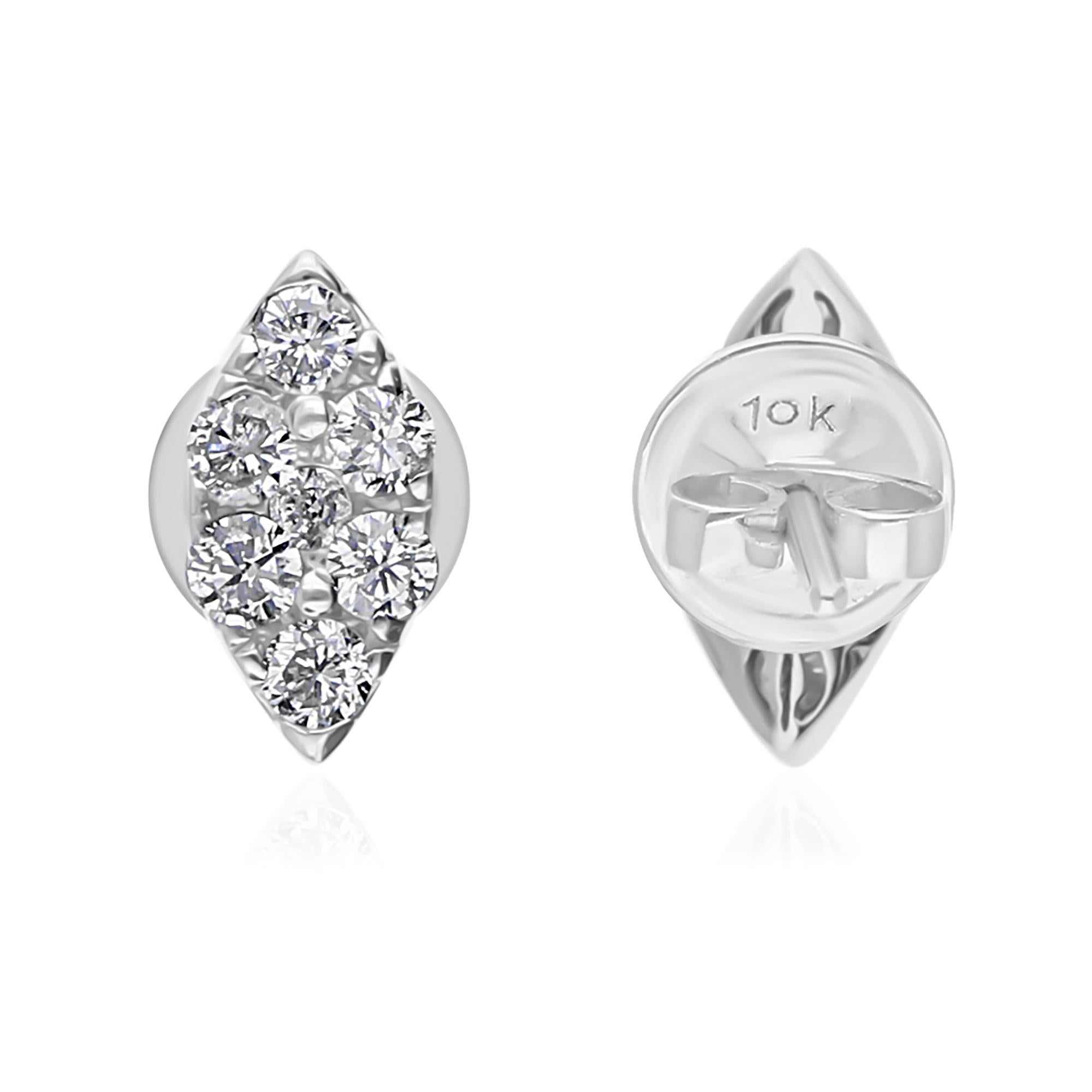Pendientes de diamantes talla brillante redonda SI/H de 0,40 quilates Joyas de oro blanco de 10 quilates Moderno en venta