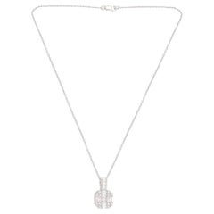 0.40 Carat SI/HI Baguette Diamond Charm Pendant Necklace 18k White Gold Jewelry