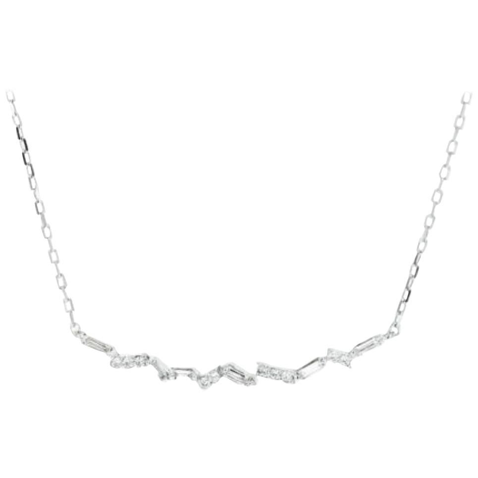 0.40 Carat Splendid 14 Karat Solid White Gold Chain Necklace For Sale