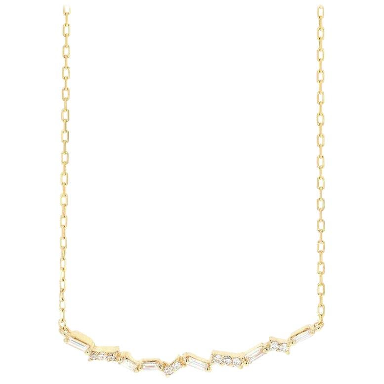 0.40 Carat Splendid 14 Karat Solid Yellow Gold Chain Necklace For Sale