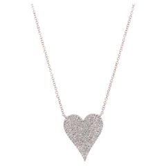 0.40 Carat Total Weight Diamond Heart Shape Pendant, 14 Karat White Gold