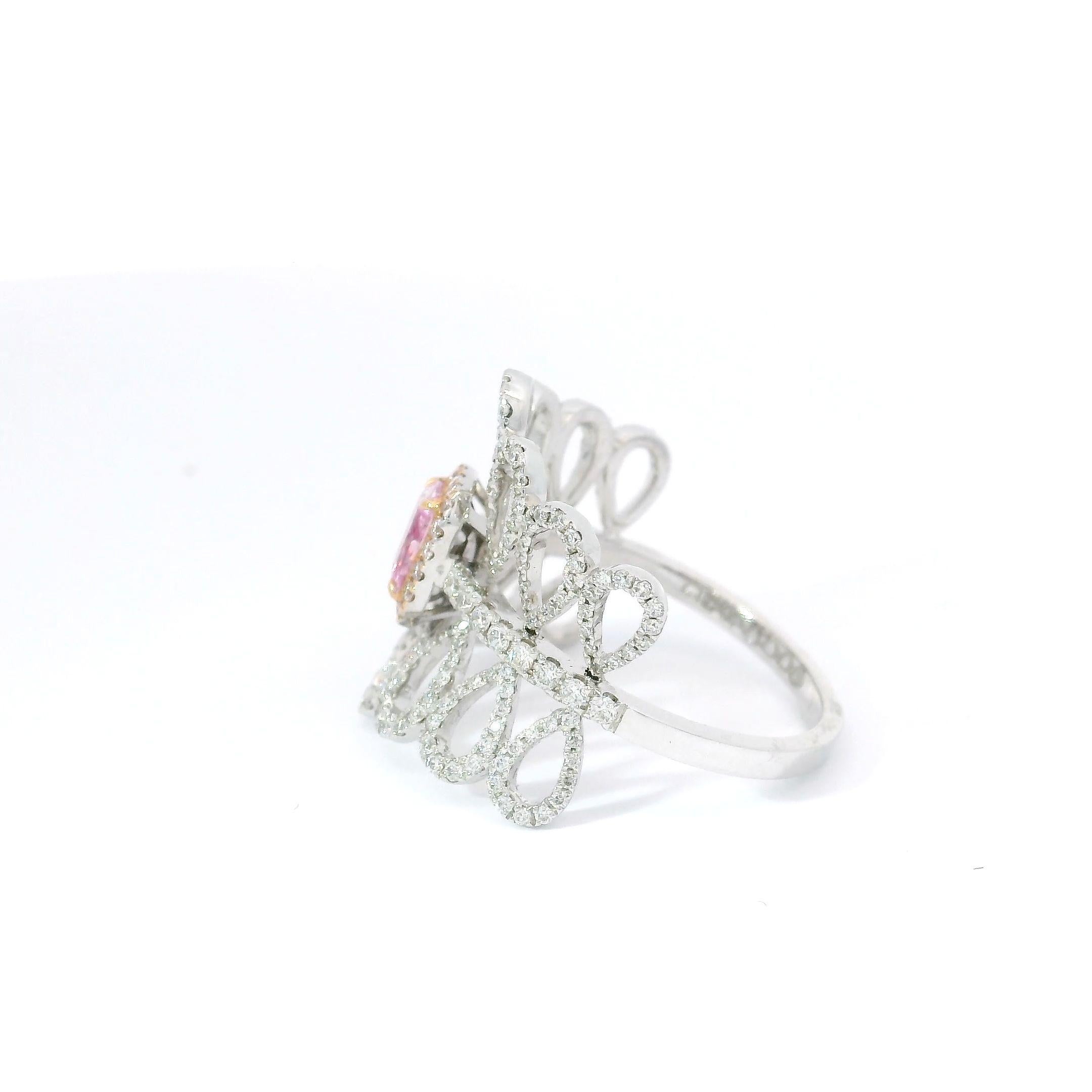 0.40 Carat Very Light Pink Diamond Ring SI2 Clarity GIA Certified For Sale 5