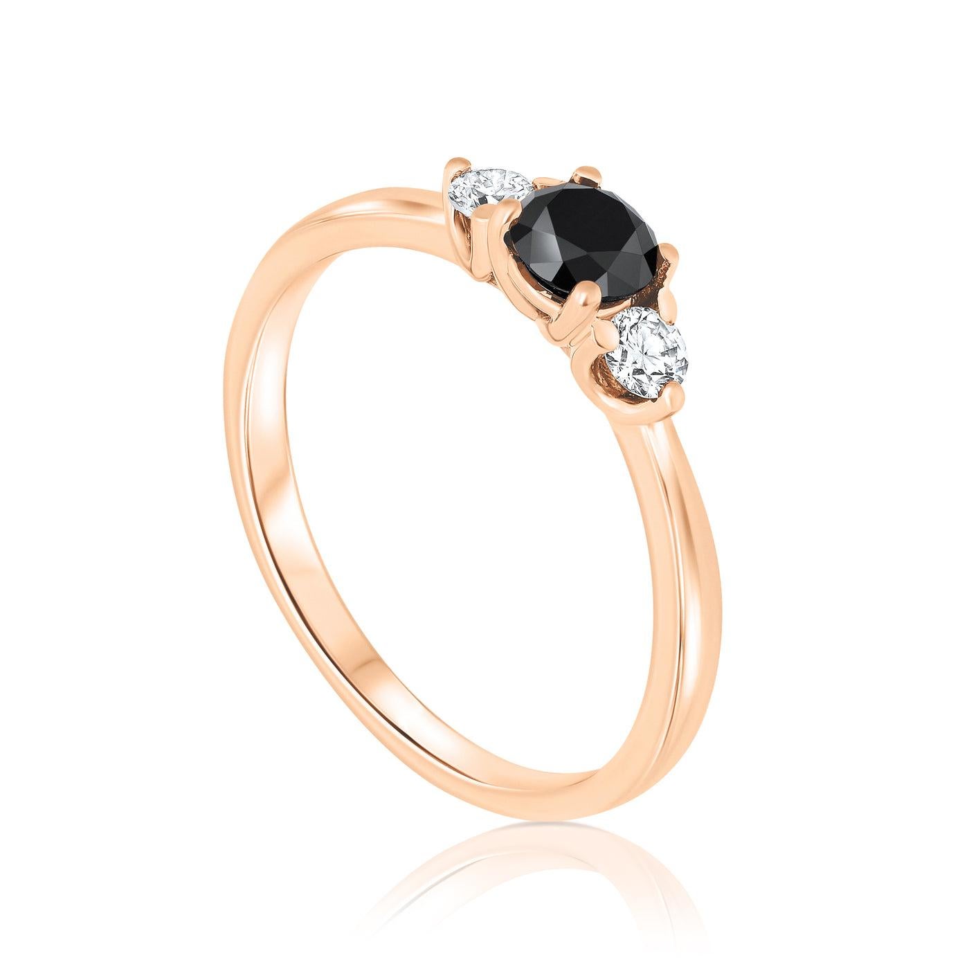 For Sale:  0.40 Carat White and Black Diamond Ring in 14 Karat Rose Gold, Shlomit Rogel 2