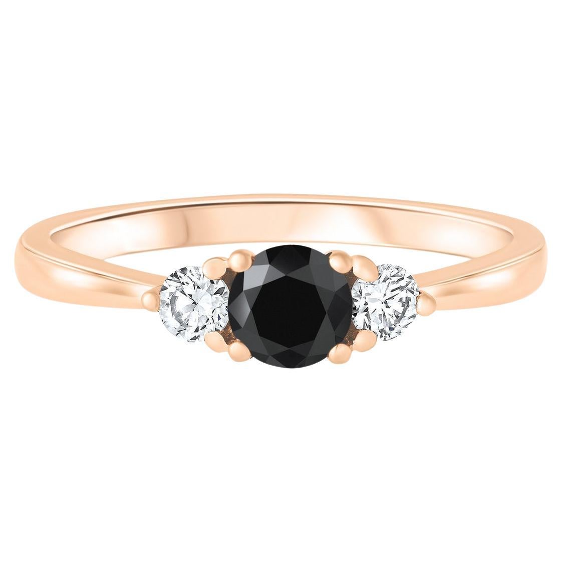 For Sale:  0.40 Carat White and Black Diamond Ring in 14 Karat Rose Gold, Shlomit Rogel