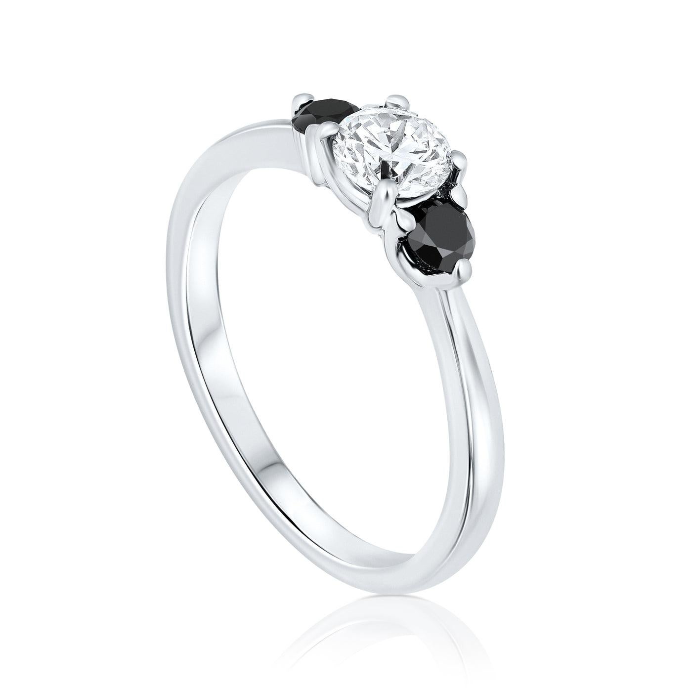 For Sale:  0.40 Carat White and Black Diamond Ring in 14 Karat White Gold, Shlomit Rogel 2