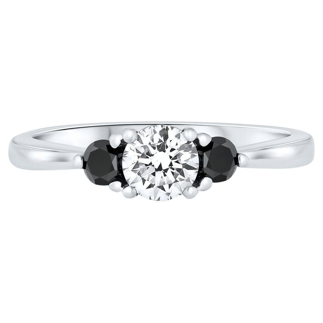 For Sale:  0.40 Carat White and Black Diamond Ring in 14 Karat White Gold, Shlomit Rogel