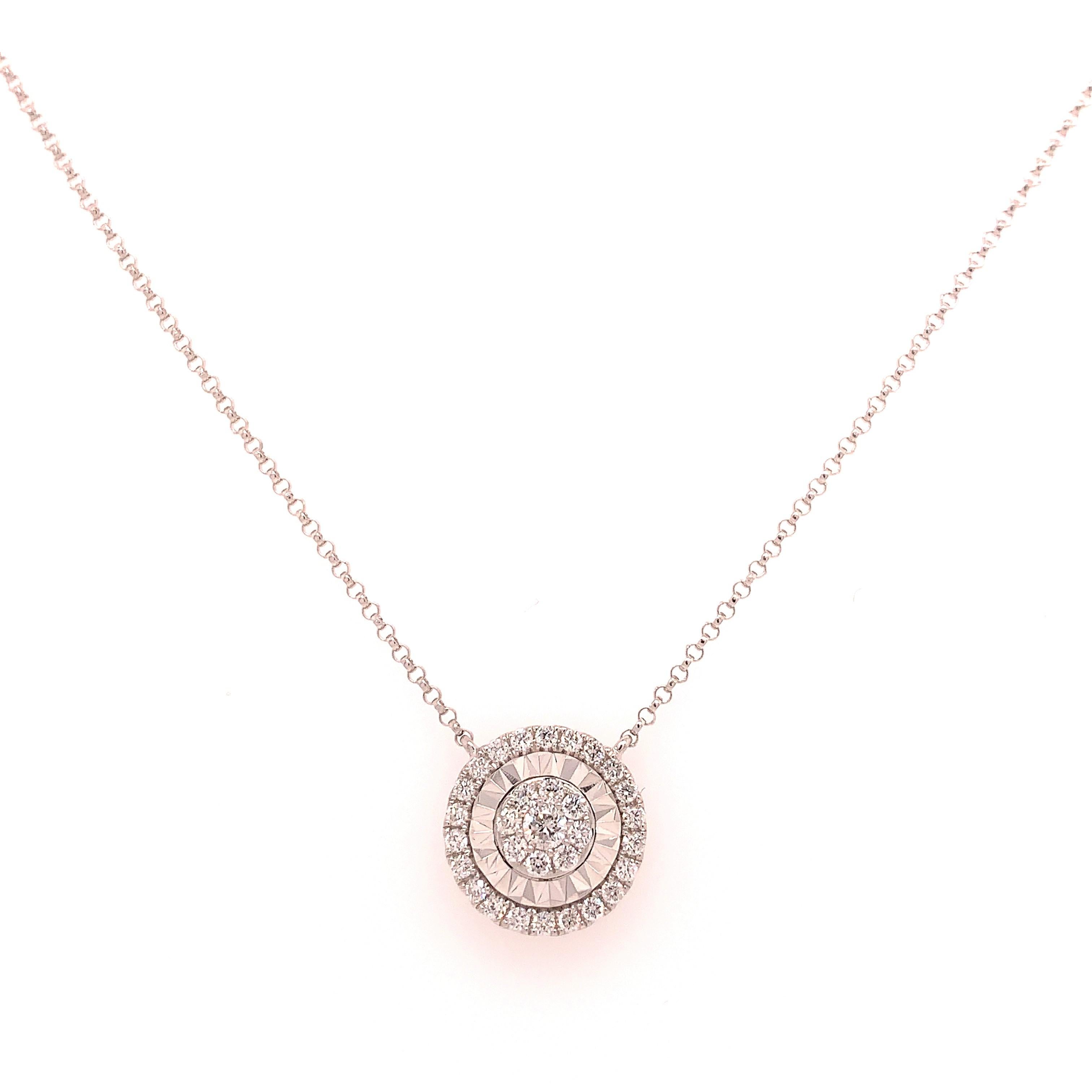 Women's or Men's 0.40 Carat White Diamond Cluster Pendant Necklace
