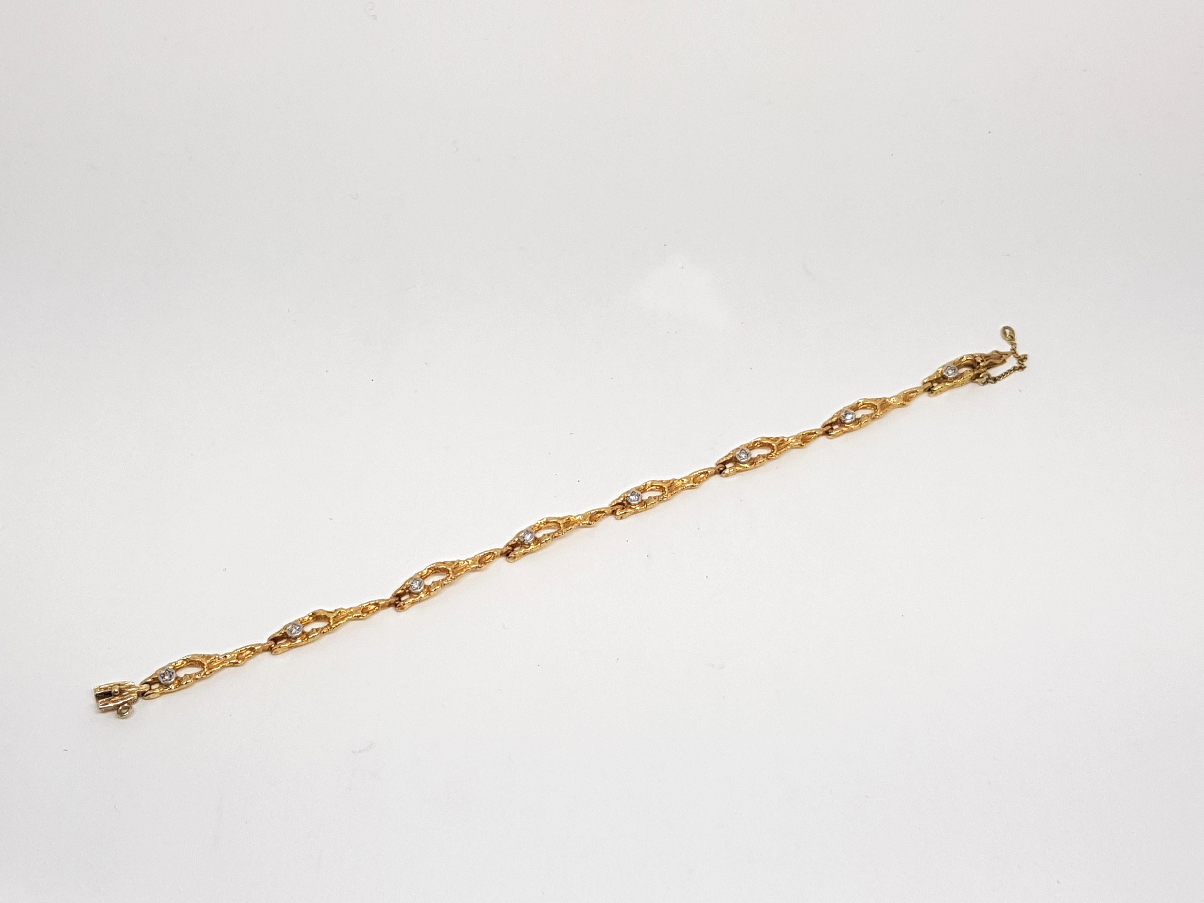 0.40 Carat Yellow Gold Diamond Tennis Bracelet For Sale 6
