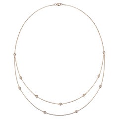 0.40 Carats 11-Station Diamond by the Yard Necklace in 18 Karat Gold