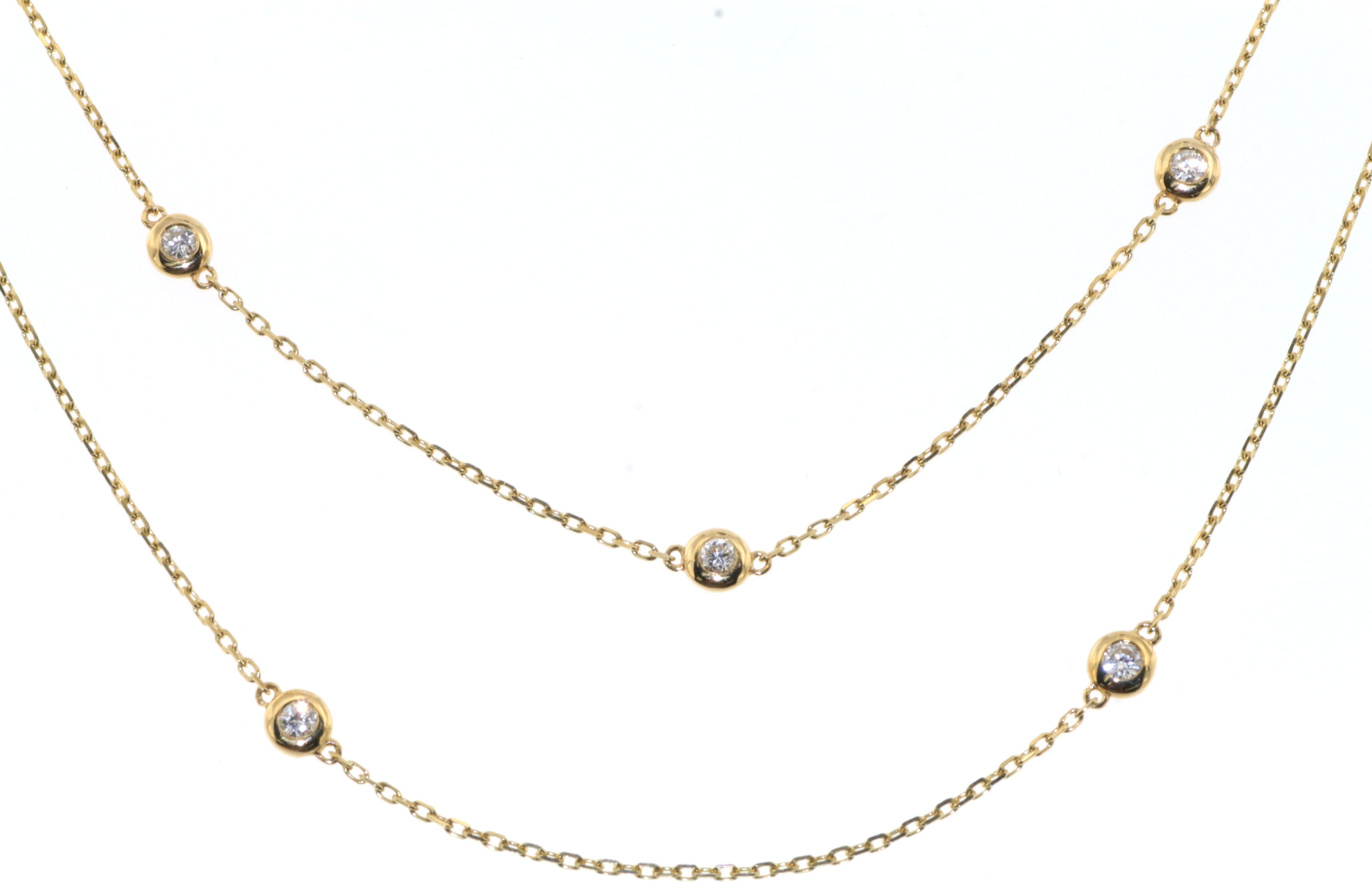 0.40 Carats 11-Station Diamond by the Yard Necklace in 18 Karat Rose Gold For Sale 6