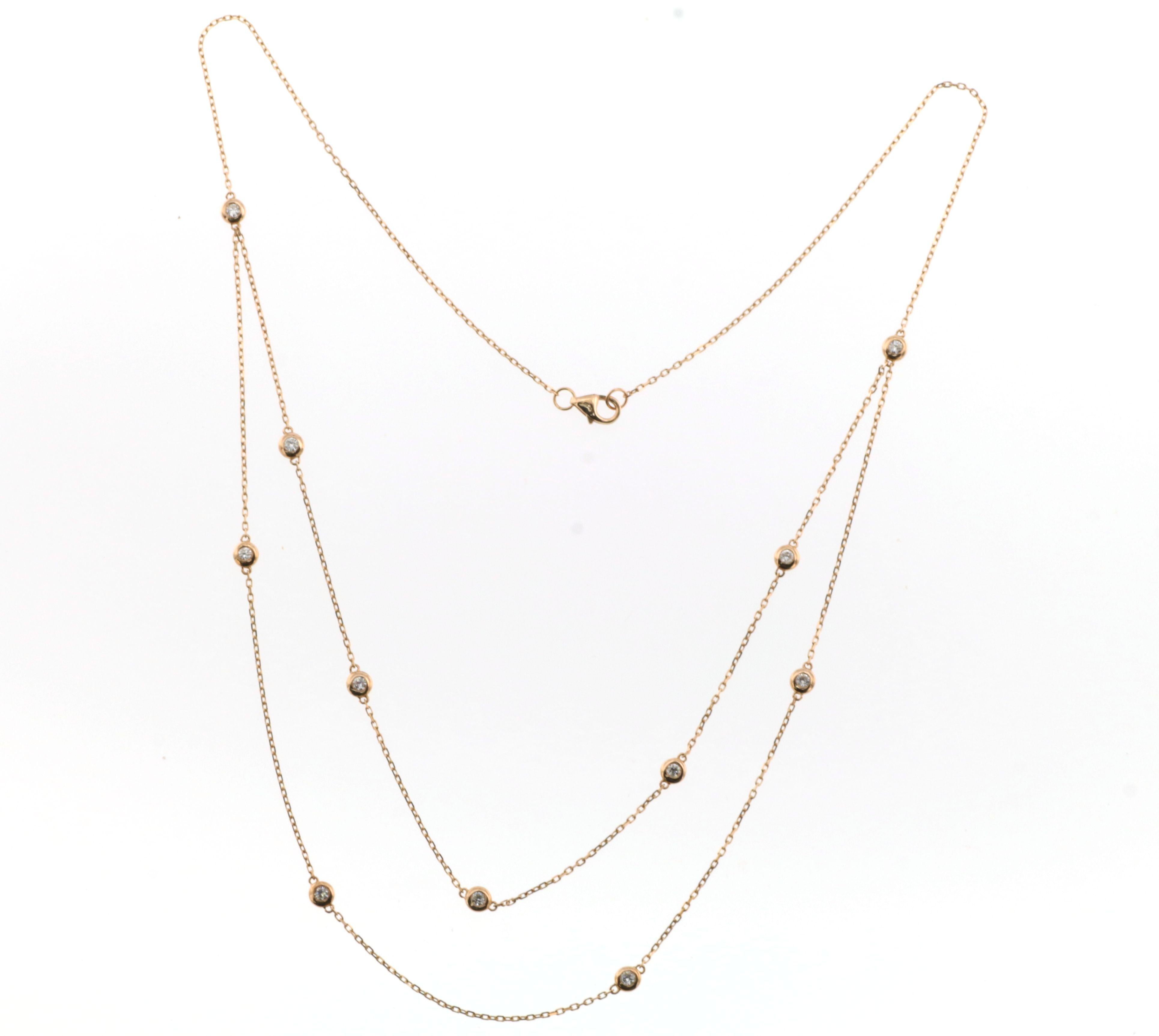 0,40 Karat 11-Station Diamant by the Yard Halskette aus 18 Karat Roségold Damen im Angebot