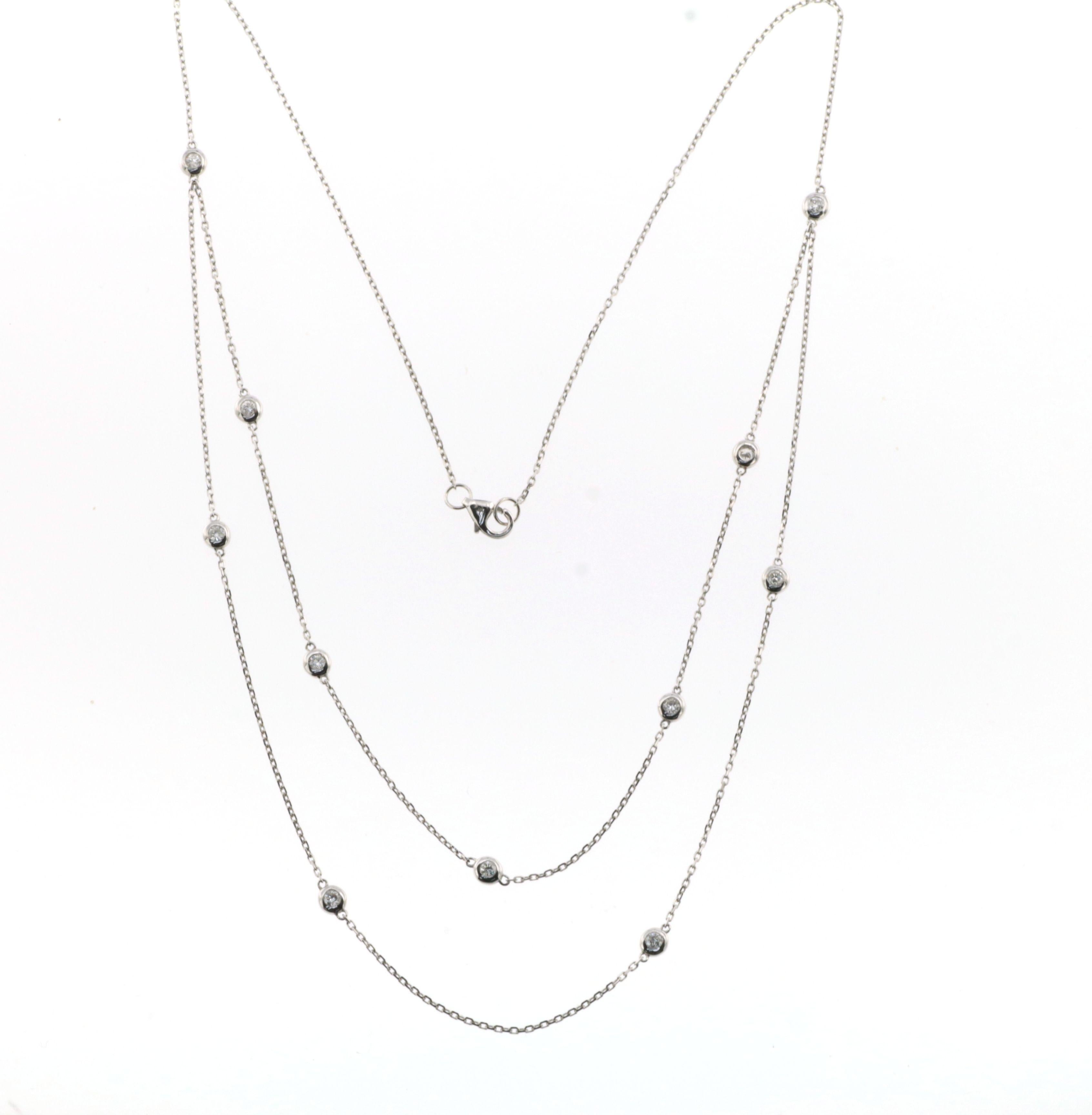 0.40 Carats 11-Station Diamond by the Yard Necklace in 18 Karat Rose Gold For Sale 1