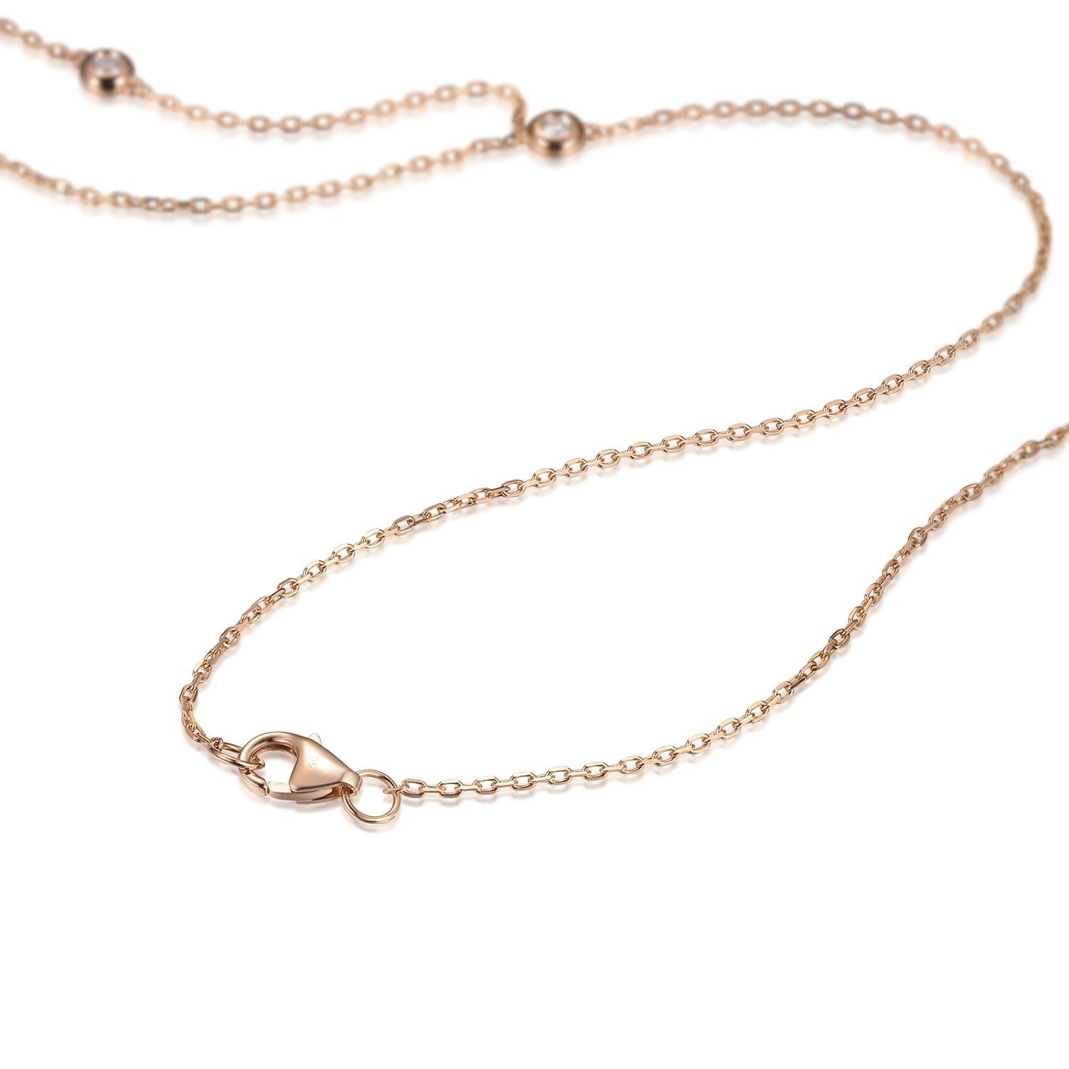 0.40 Carats 11-Station Diamond by the Yard Necklace in 18 Karat Rose Gold For Sale 2
