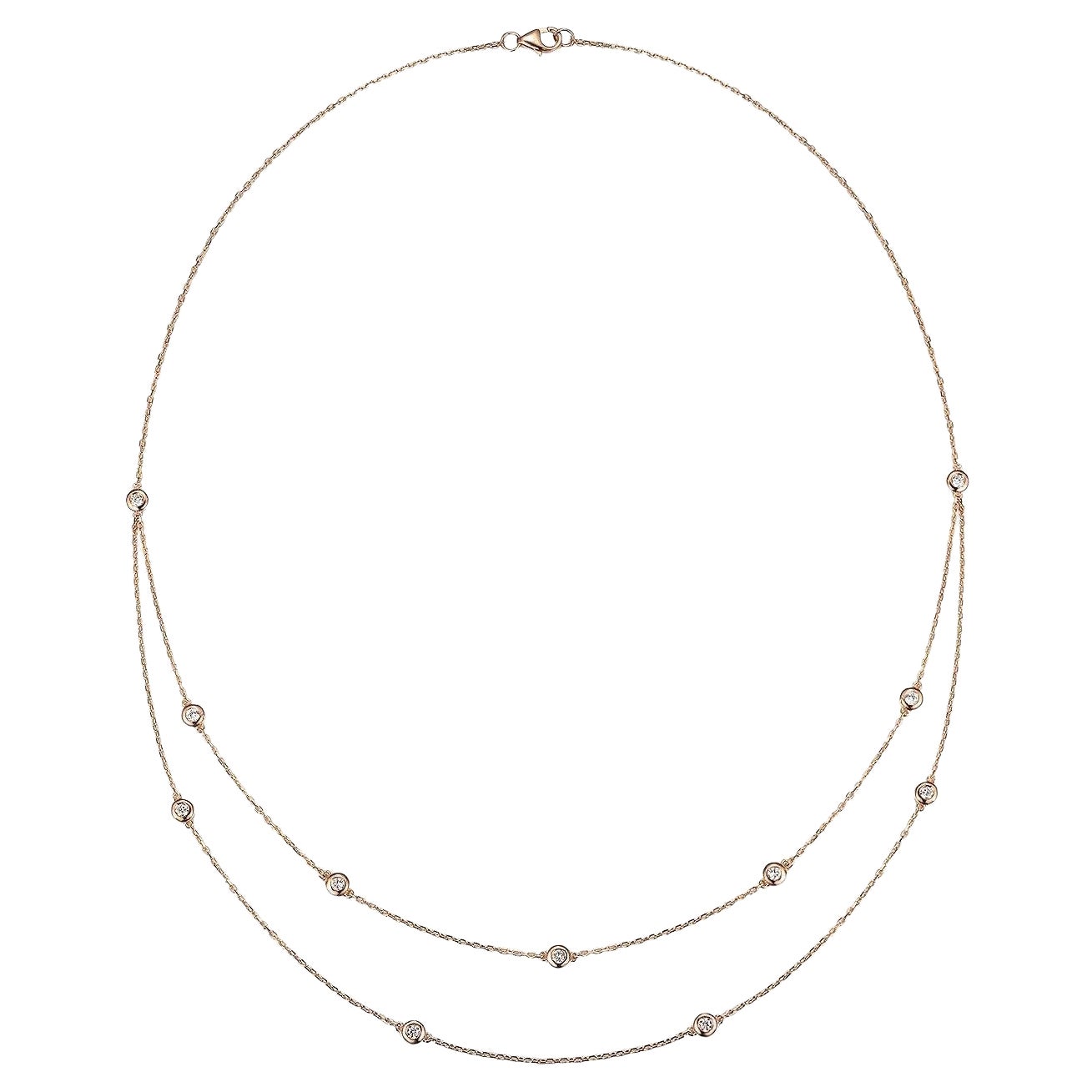 Collar de Diamantes de 0,40 Quilates y 11 Estaciones en Oro Rosa de 18 Kilates